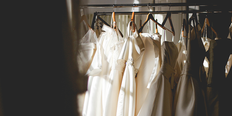 Wedding Dresses hanging in closet